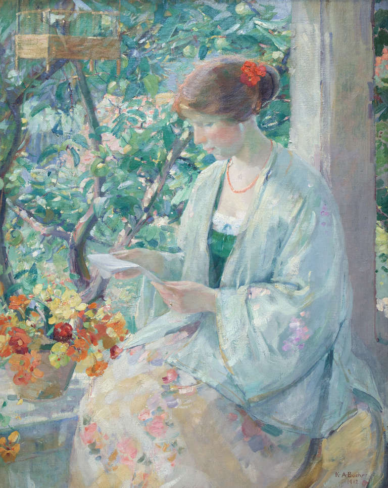 Figurative Painting de Karl Albert Buehr - Noticias desde casa
