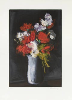 Vase de Fleurs Sur Fond Noir