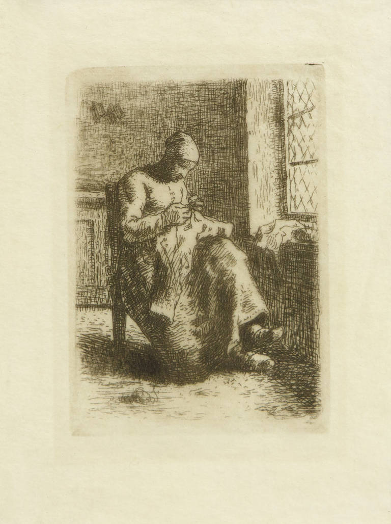 Jean François Millet Figurative Print - Couseuse