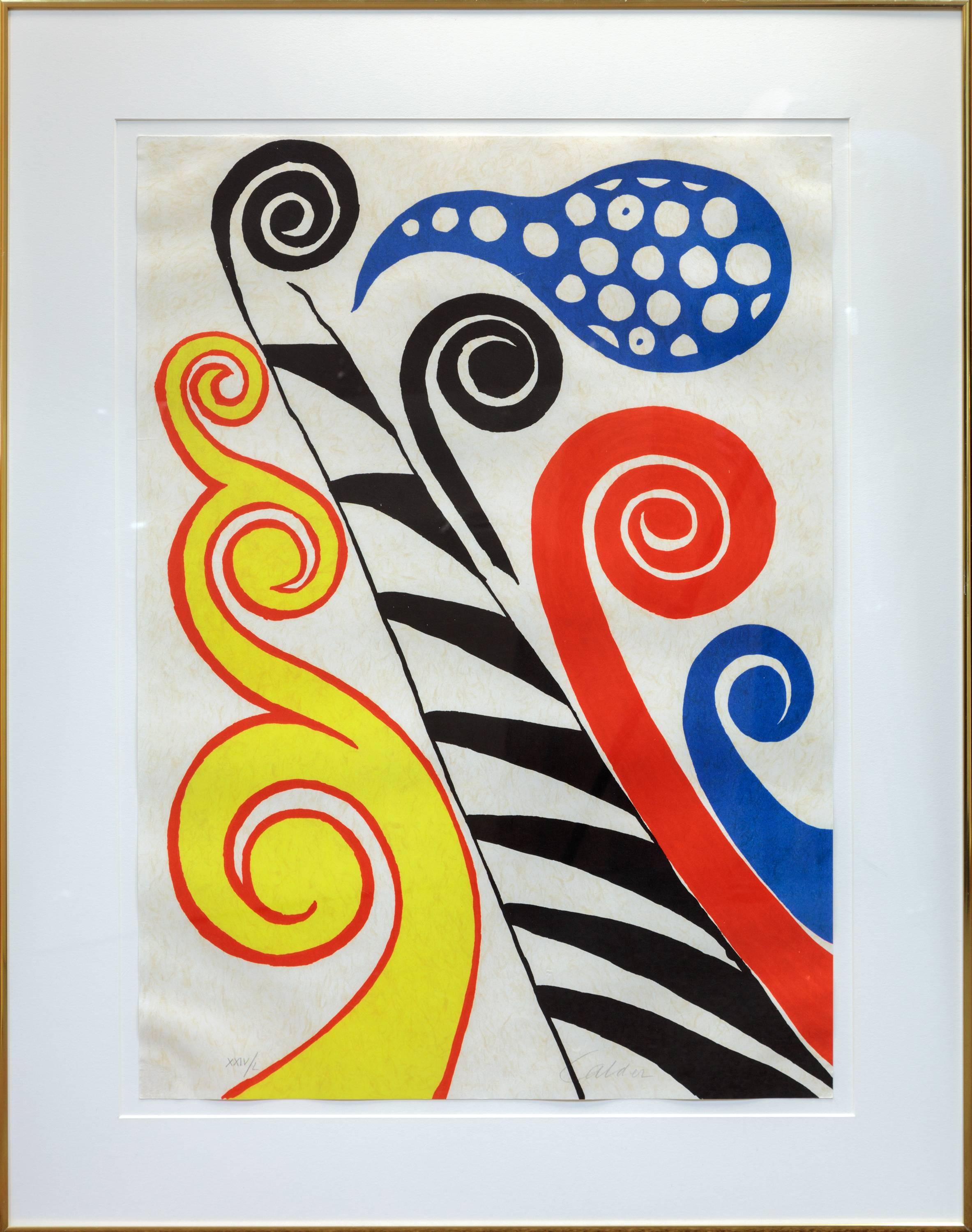 Fiesta - Beige Abstract Print by Alexander Calder