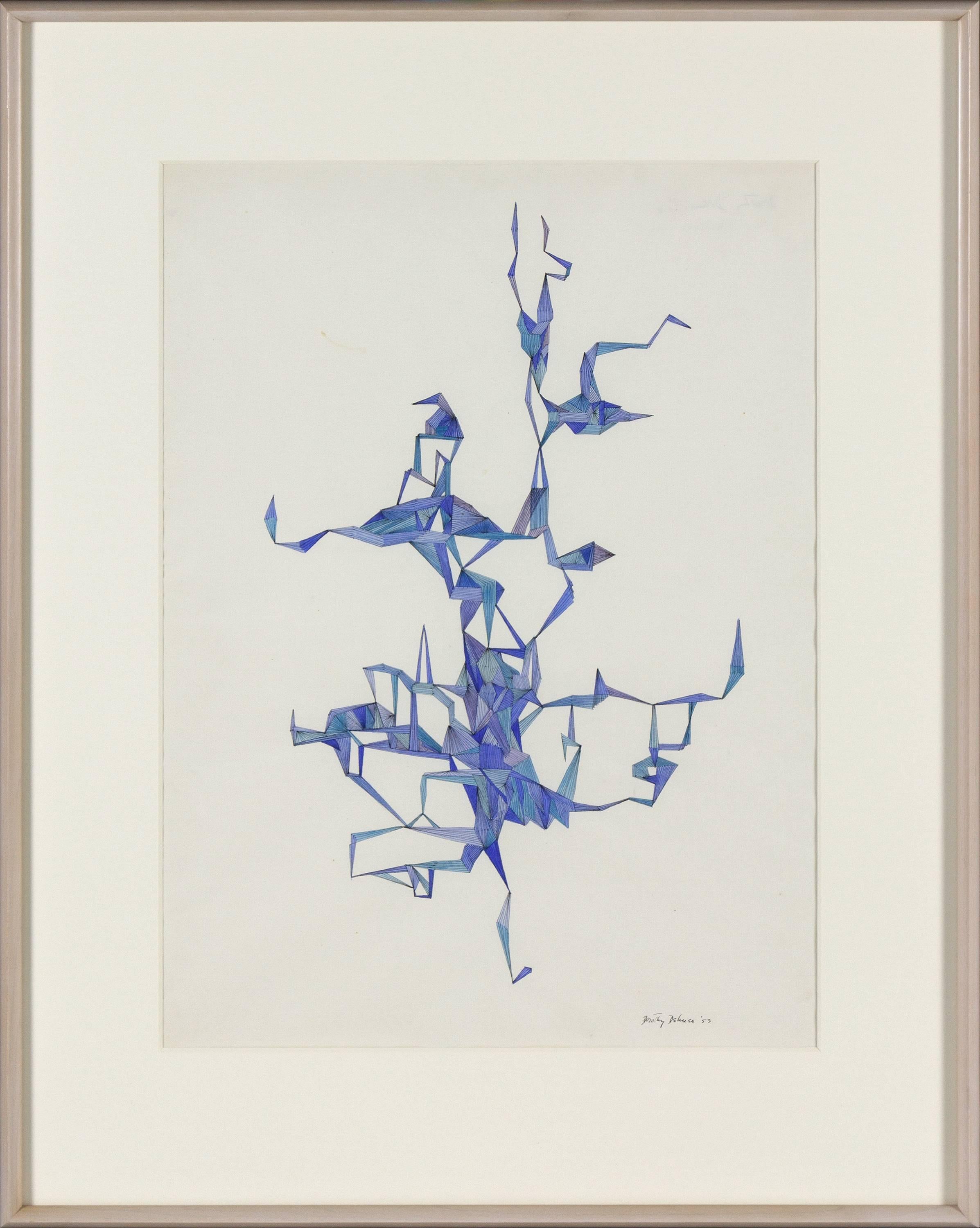 Blue Balance (x-41) - American Modern Painting by Dorothy Dehner