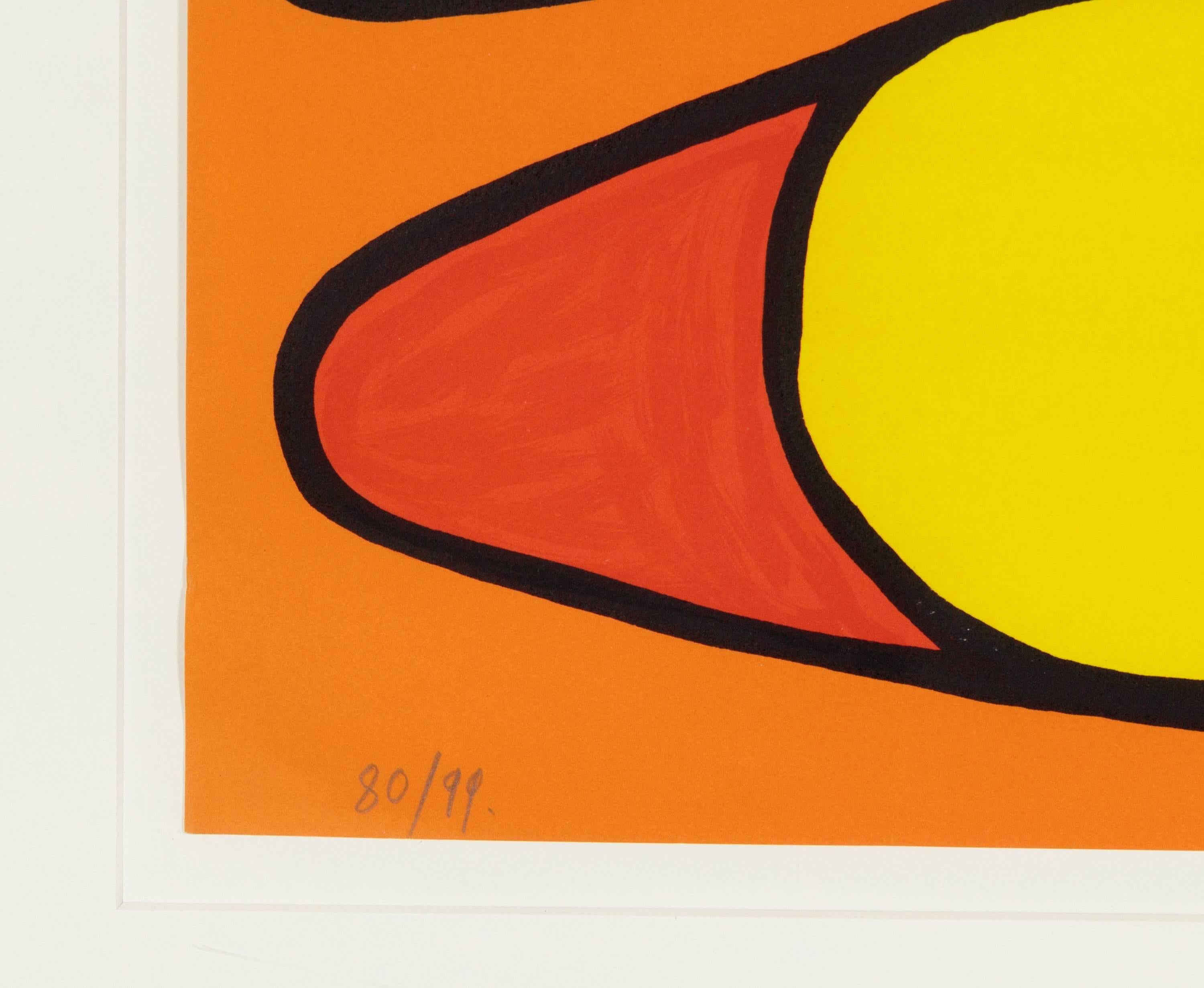 Composition with Circles and Tubes - Orange Abstract Print by Alexander Calder