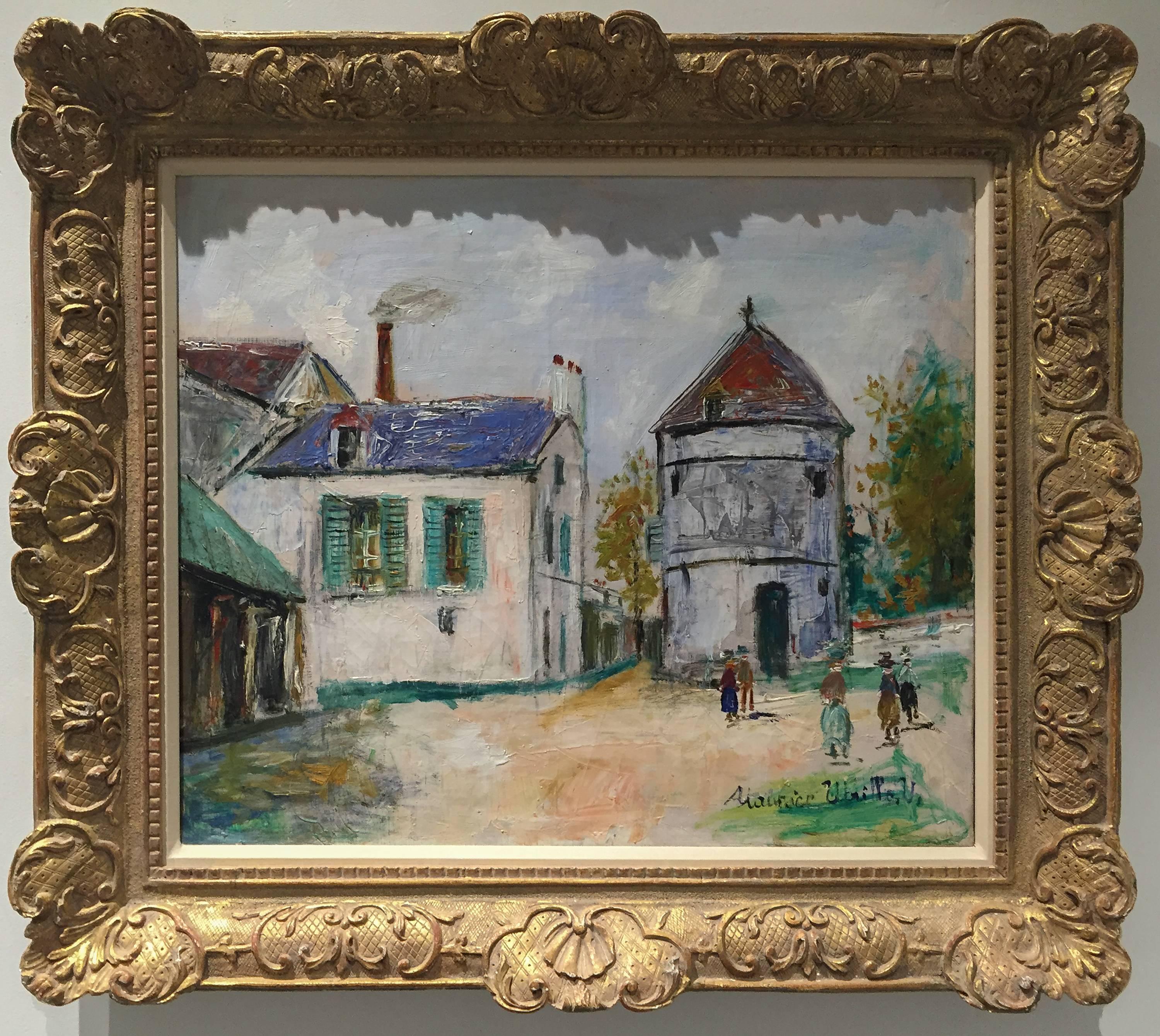 Une peinture à l'huile sur toile représentant la maison de Gabrielle d'Estrees à Bezons:: une petite commune du nord-ouest de la France. Signé en bas à droite:: 