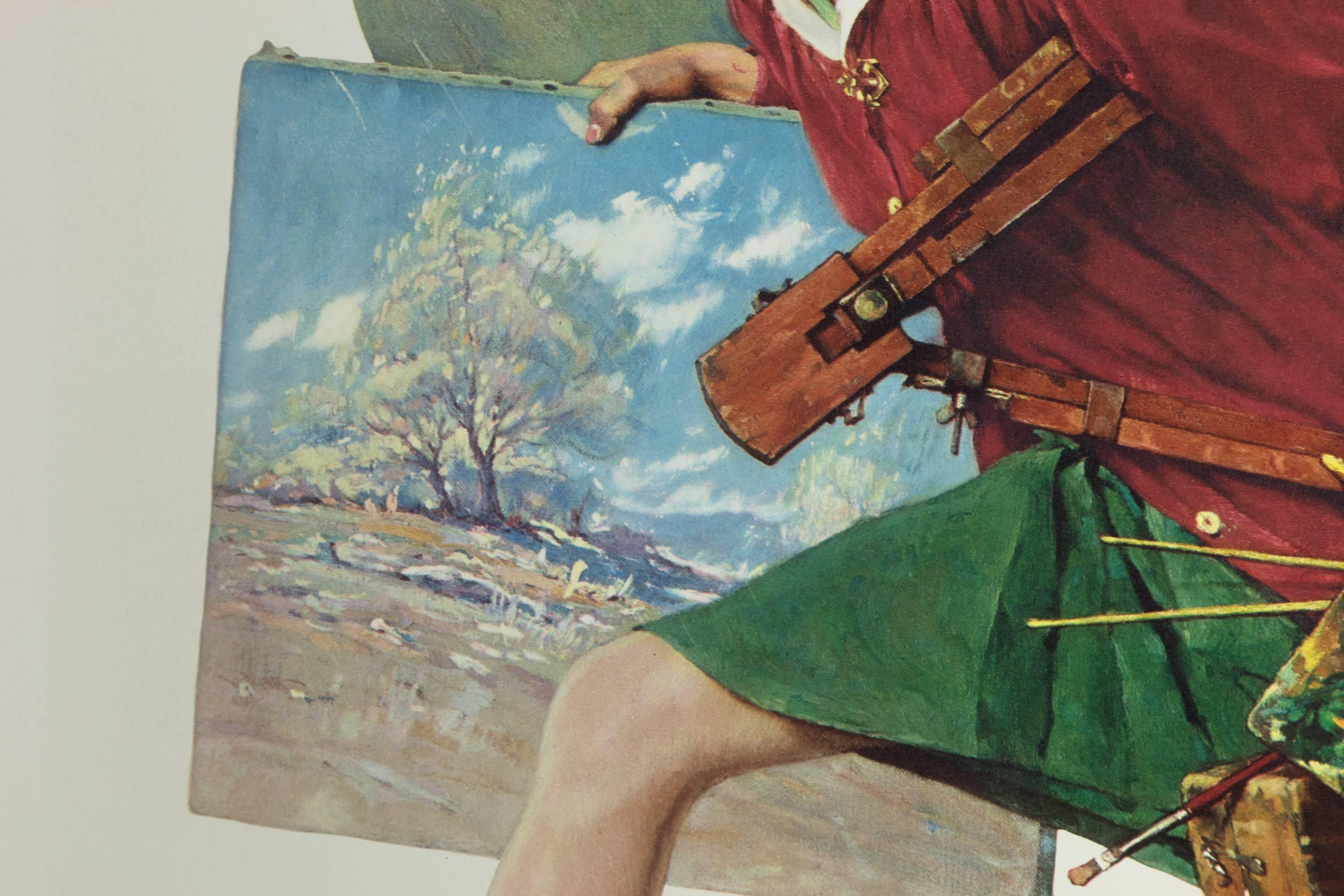 norman rockwell girl running with wet canvas