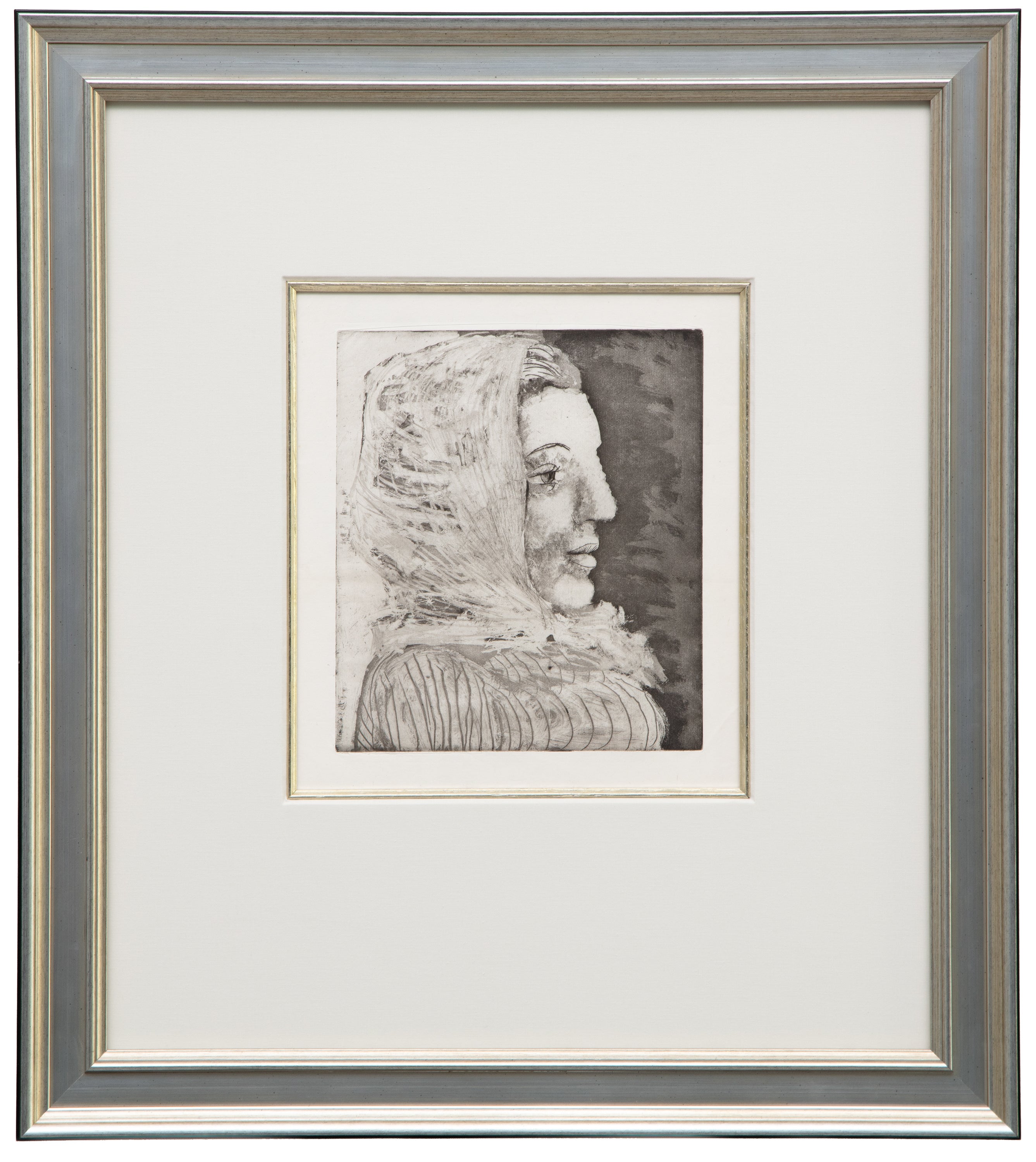 Buste de femme au fichu (Bust of a Woman with a Kerchief) - Dora Maar Etching