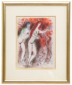 Adam and Eve and the Forbidden Fruit - Figurative Color Lithograph, c. 1960