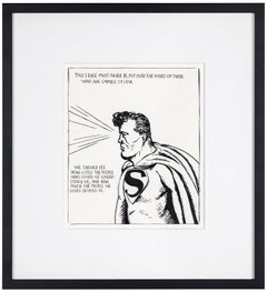 Untitled (The Sense must…) - Signed Ink on Paper Superman Drawing, 1990