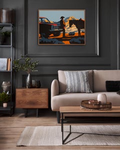 Desert Steel - Original Signed Acrylic on Canvas Painting, Cowboy & Horse