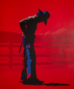 Ritual - Peinture de cow-boy à l'acrylique sur toile, signée ; illustration contemporaine