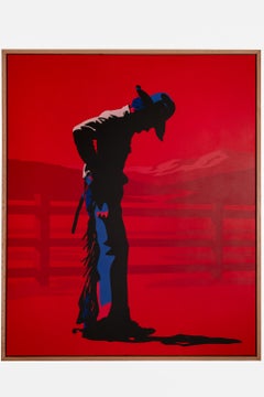 Ritual - Signed acrylic on canvas cowboy painting, contemporary illustration