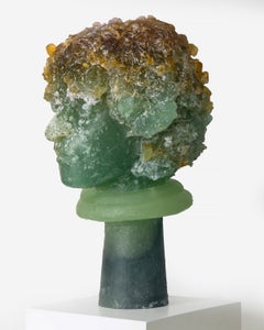 Rachel - Unique Contemporary Cast Glass Sculpture Portrait, 21st Century