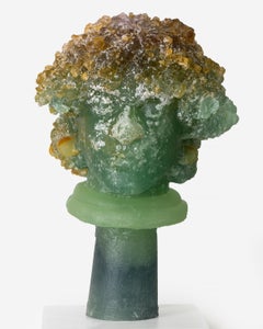 Rachel - Unique Contemporary Cast Glass Sculpture Portrait, 21st Century