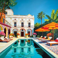 A Place of Endless Summer: Oil Painting of Contemporary Pool Architecture