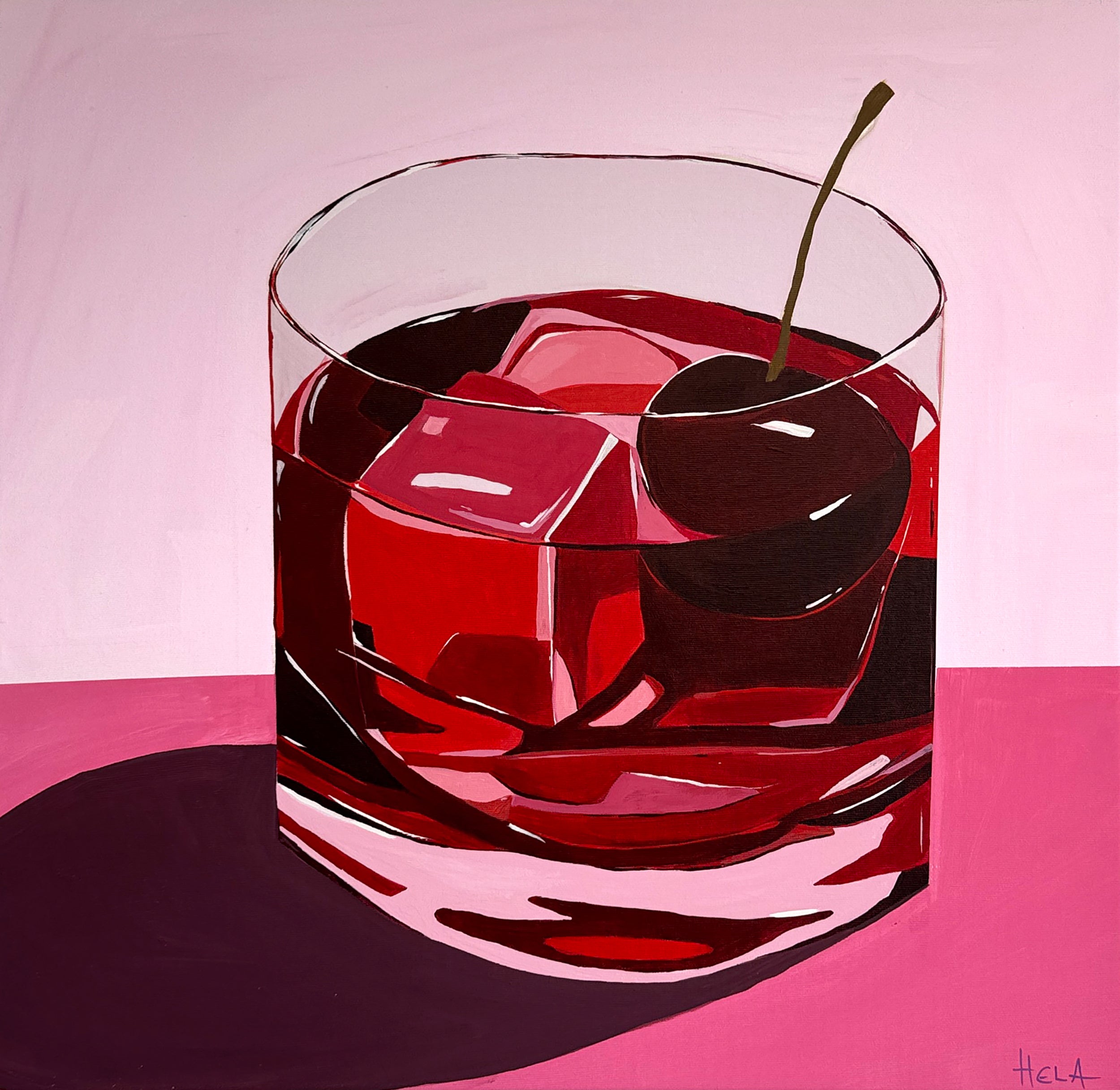 Cherry on top - Contemporary cocktail summer still life painting