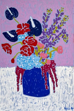 Hela - Una sinfonía de pétalos, bodegón contemporáneo en pastel al óleo, 60 x 40 cm