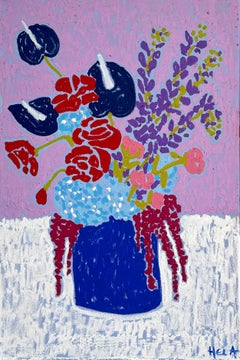 Hela - Una sinfonía de pétalos, bodegón contemporáneo en pastel al óleo, 60 x 40 cm