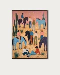 Tra la polvere e il cielo, quadro in stile cowboy “Paesaggio minimalista”, 100x80 cm