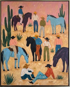 Entre la poussière et le ciel, peinture de cow-boy « Paysage minimaliste », 100 x 80 cm