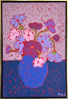 Hela - Un ricordo che sboccia, natura morta contemporanea a pastello a olio, 60x40 cm
