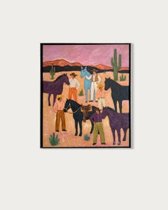 «Saddle ip, sunshine»: Pintura al óleo contemporánea de un paisaje vaquero