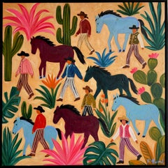 Professional Dust Kickers: Contemporary Cowboys and horses Landscape Painting