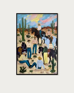 Save a horse, ride a cowboy Contemporary Cowboys and horses Landscape Painting