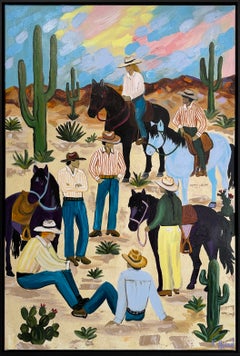 Save a horse, ride a cowboy Contemporary Cowboys and horses Landscape Painting