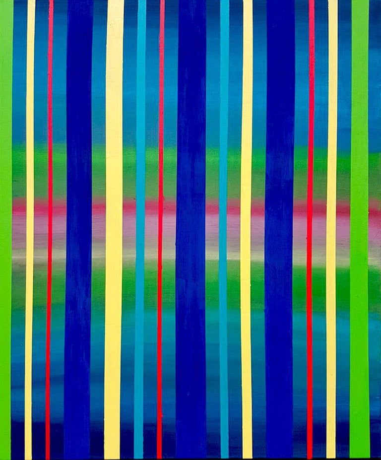 Katharina Husslein Dream Sequence Blue Green Yellow Striped Katharina Husslein Abstract Painting Dream Sequence Blue Green Yellow Striped