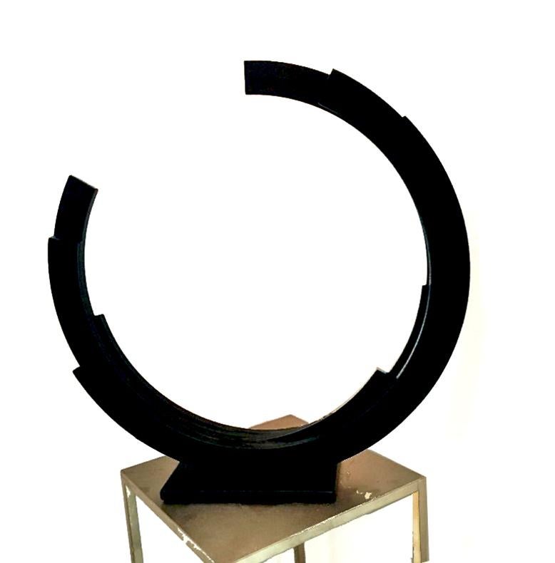 Perpetuity Black Steel Half Circle Contemporary Minimal sculpture by Kuno Vollet 3
