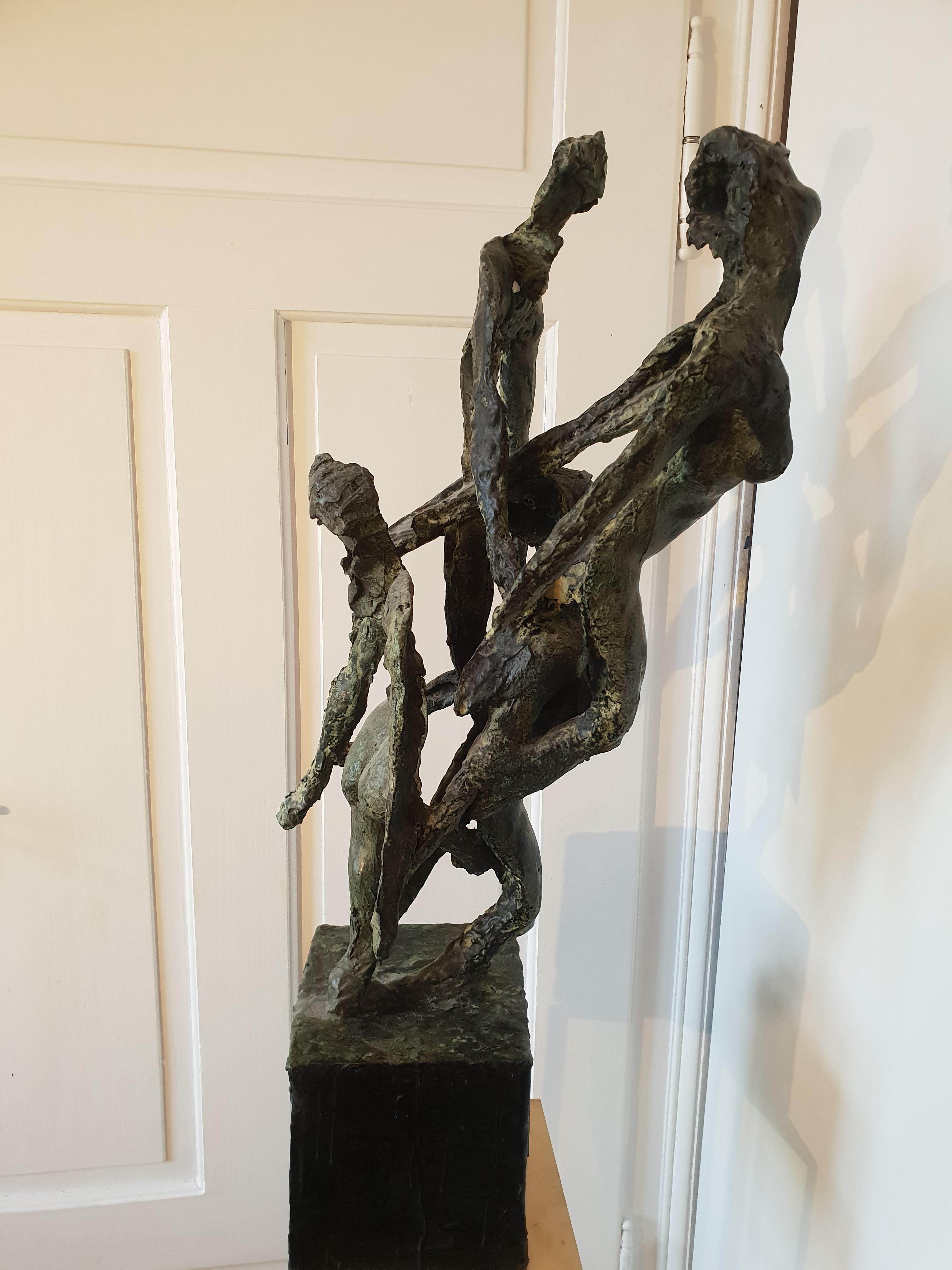 Nymphs by Emmanuel Okoro sculpture of nude female nymphs, black / green patina 9