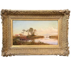 William Stanley Haseltine Oil Painting, Italian Landscape in Original Frame