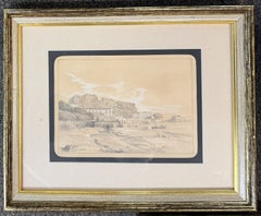 George Loring Brown, Set of Pencil Drawings of 3 Naples, Italy Coastal Scenes
