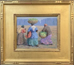 Harry Leslie Hoffman Impressionist Oil Painting of Three Women, To Market