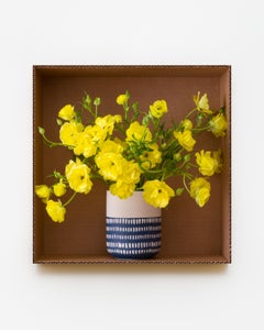 Yellow Butterfly Ranunculus (Navy w/ Cream Pattern)