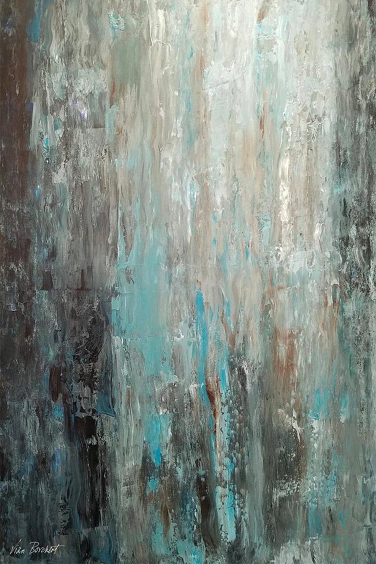 Vian Borchert Abstract Painting - "Light Blue, Light Green"
