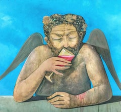 Bachus by Felix Aftene European Contemporary Art Surreal Painting God of Wine