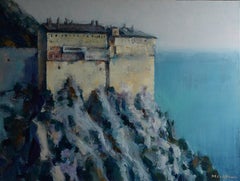 Monastery on Mt Athos - M Manastireanu Contemporary 21st Century Romanian Artist