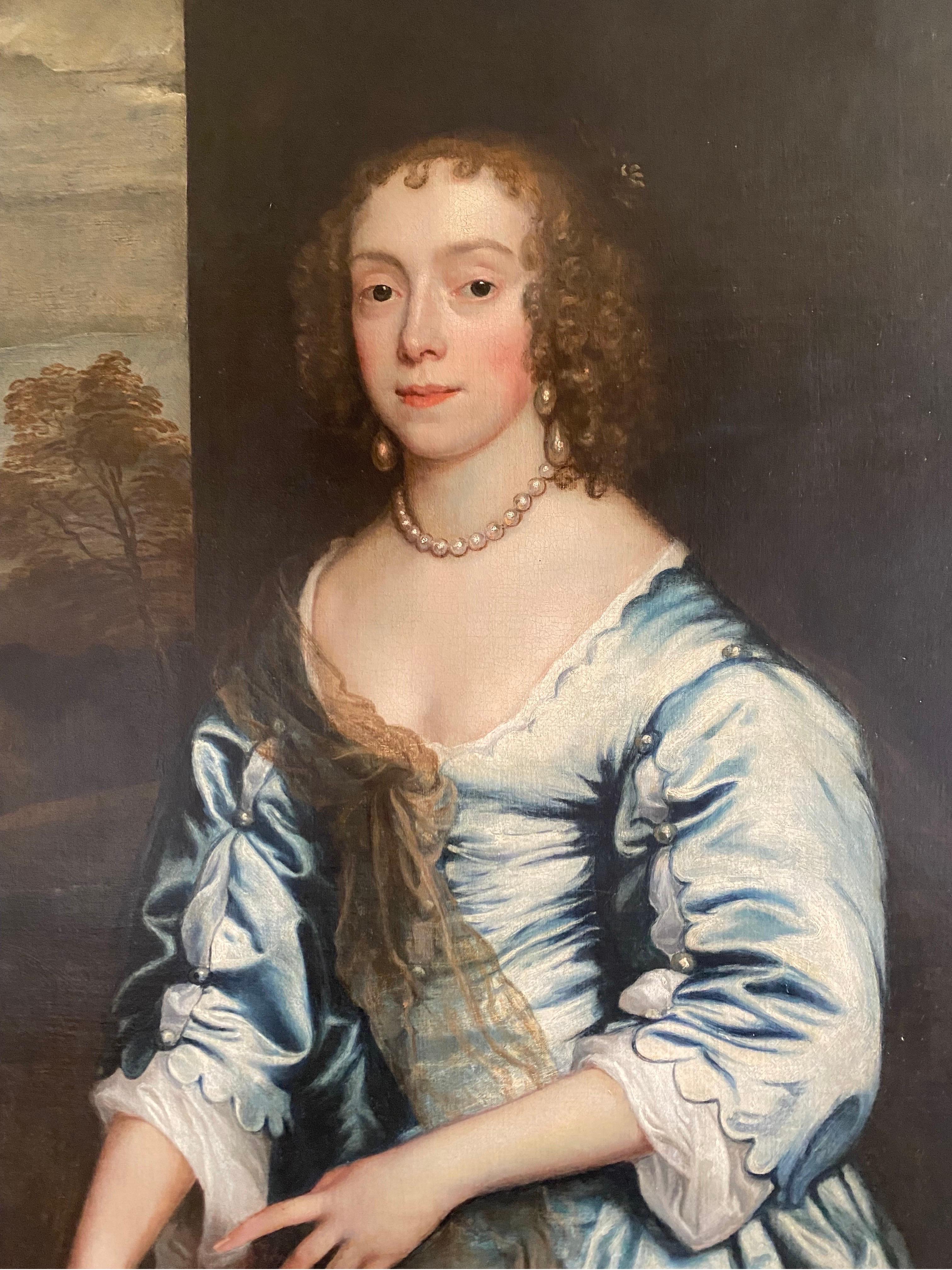  17th century portrait of Lady Anne Berney of Park Hall, Norfolk - Black Portrait Painting by Anthony Van Dyck