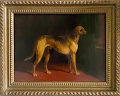 19th century portrait of a Great Dane dog in an interior, signed and dated 1847