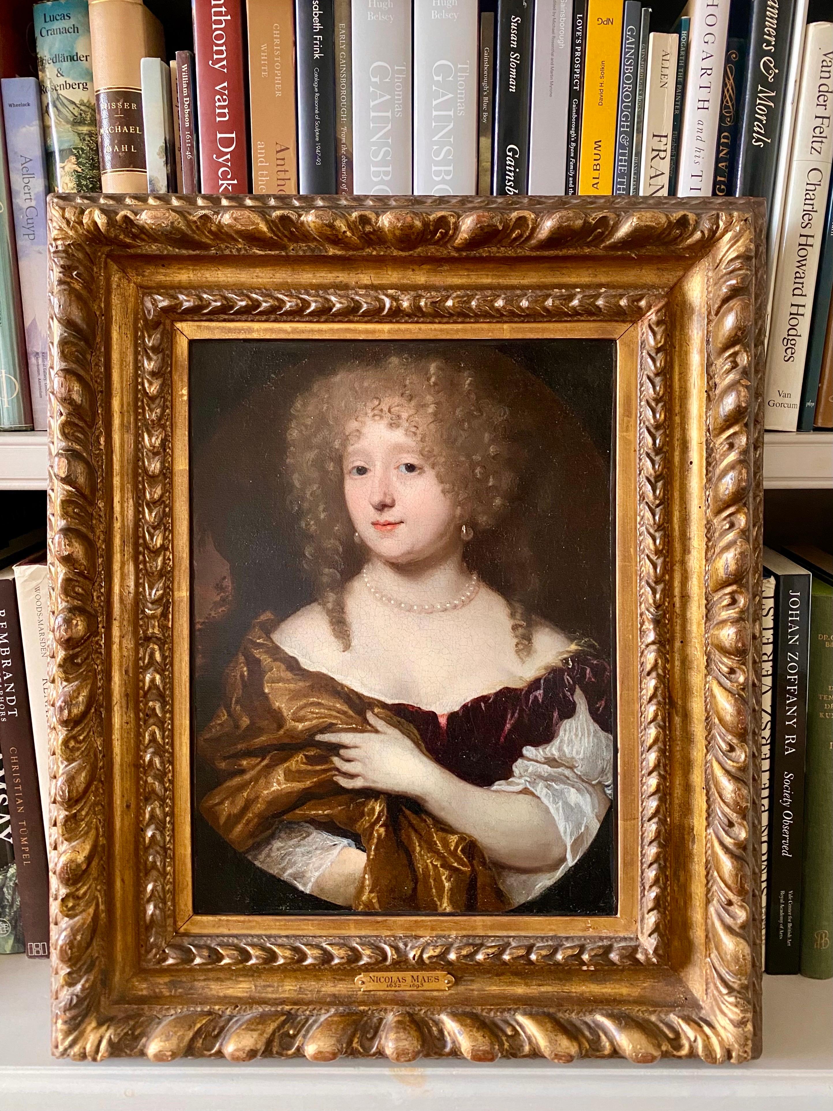 17th century portrait of a lady - Old Masters Painting by Nicolaes Maes