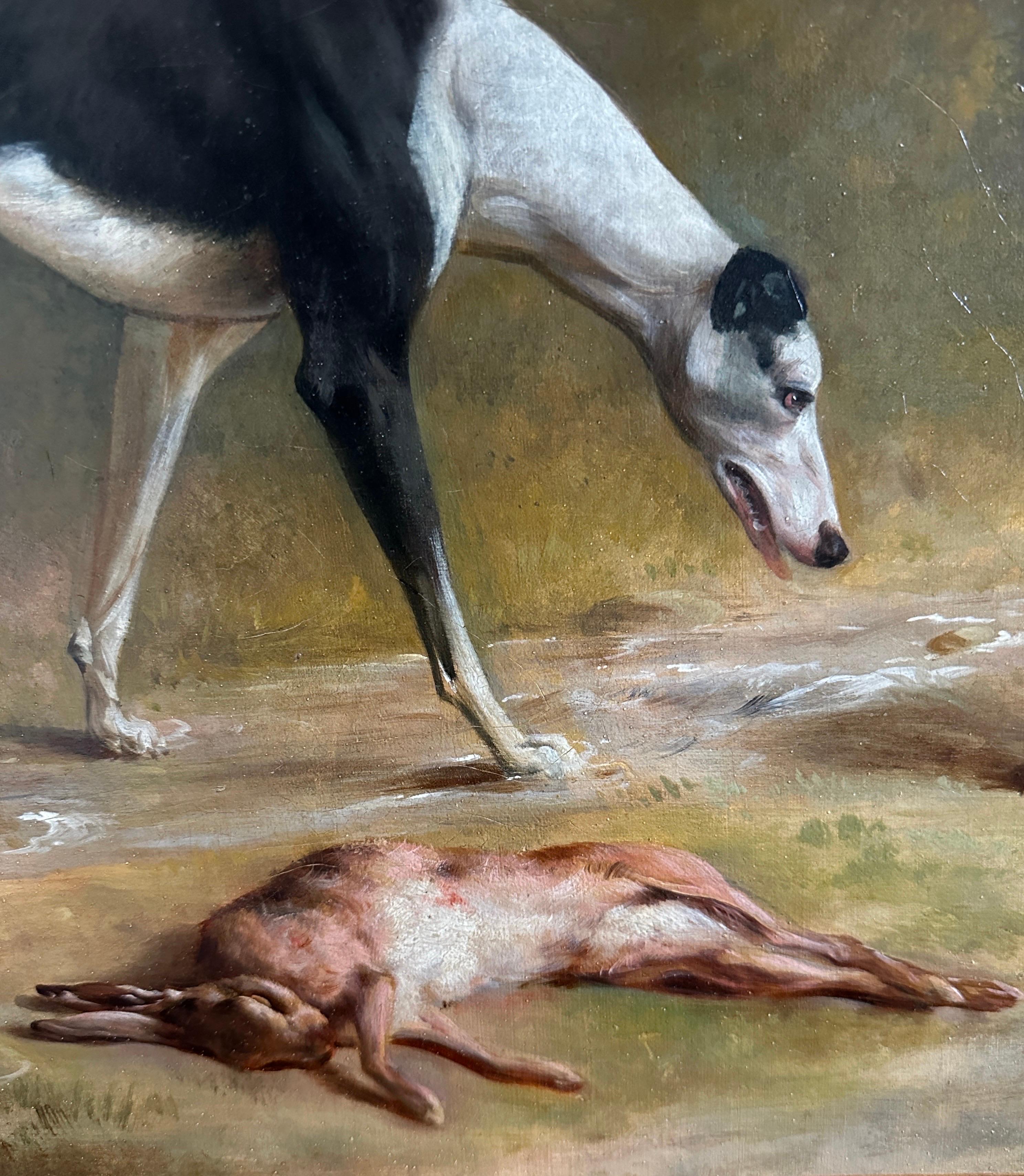 18th century portrait of two greyhound dogs in an extensive landscape 3