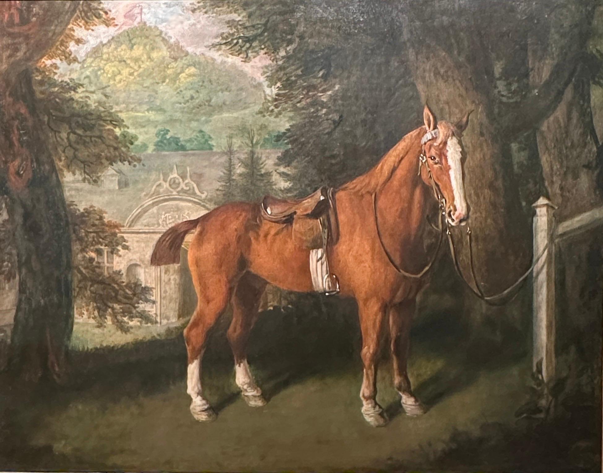 A large English 18th century painting of a Chestnut horse  - Painting by Thomas Beach