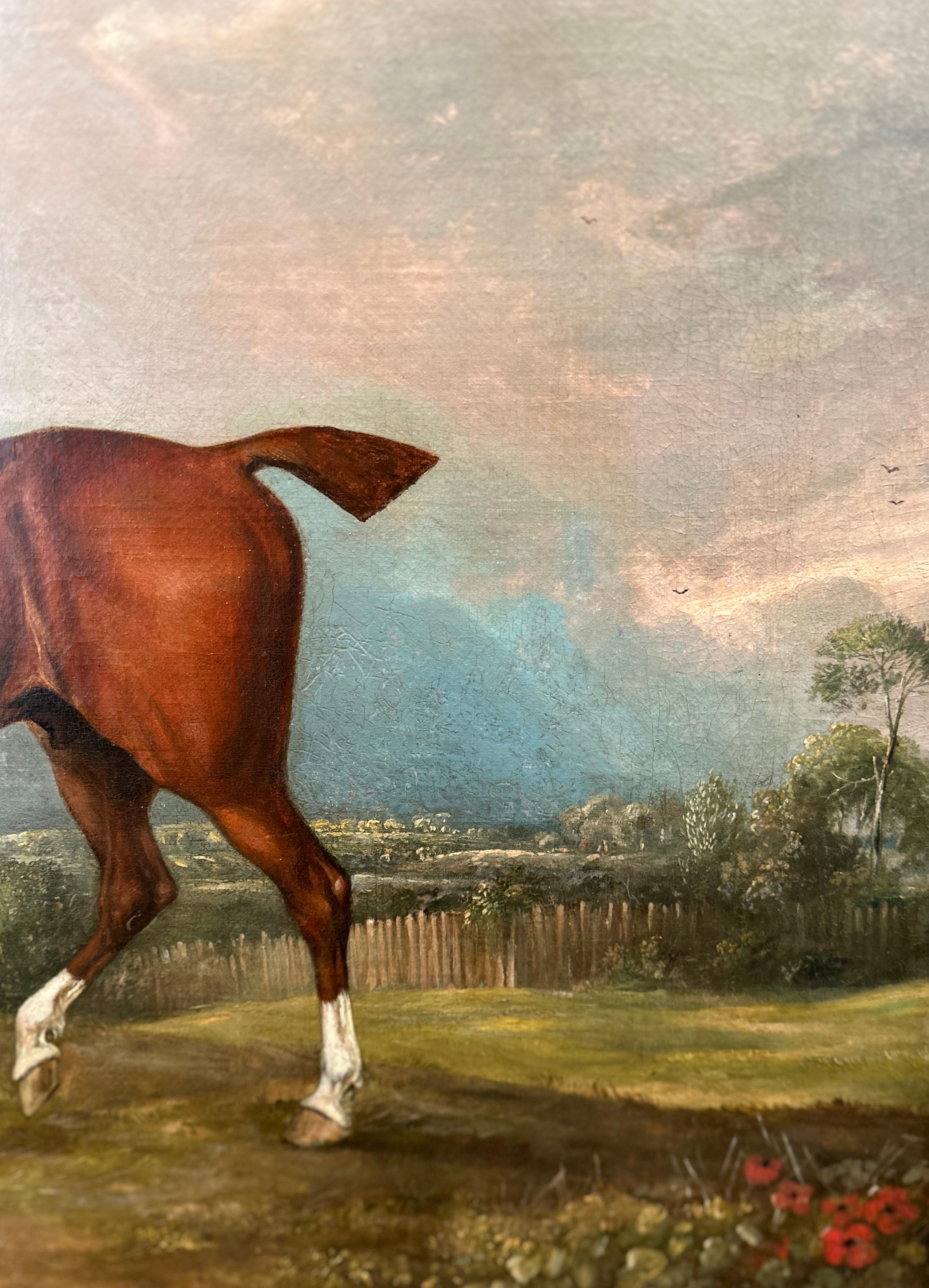 English early 19th century painting of a chestnut hunter in a landscape - English School Painting by John Ferneley Senior