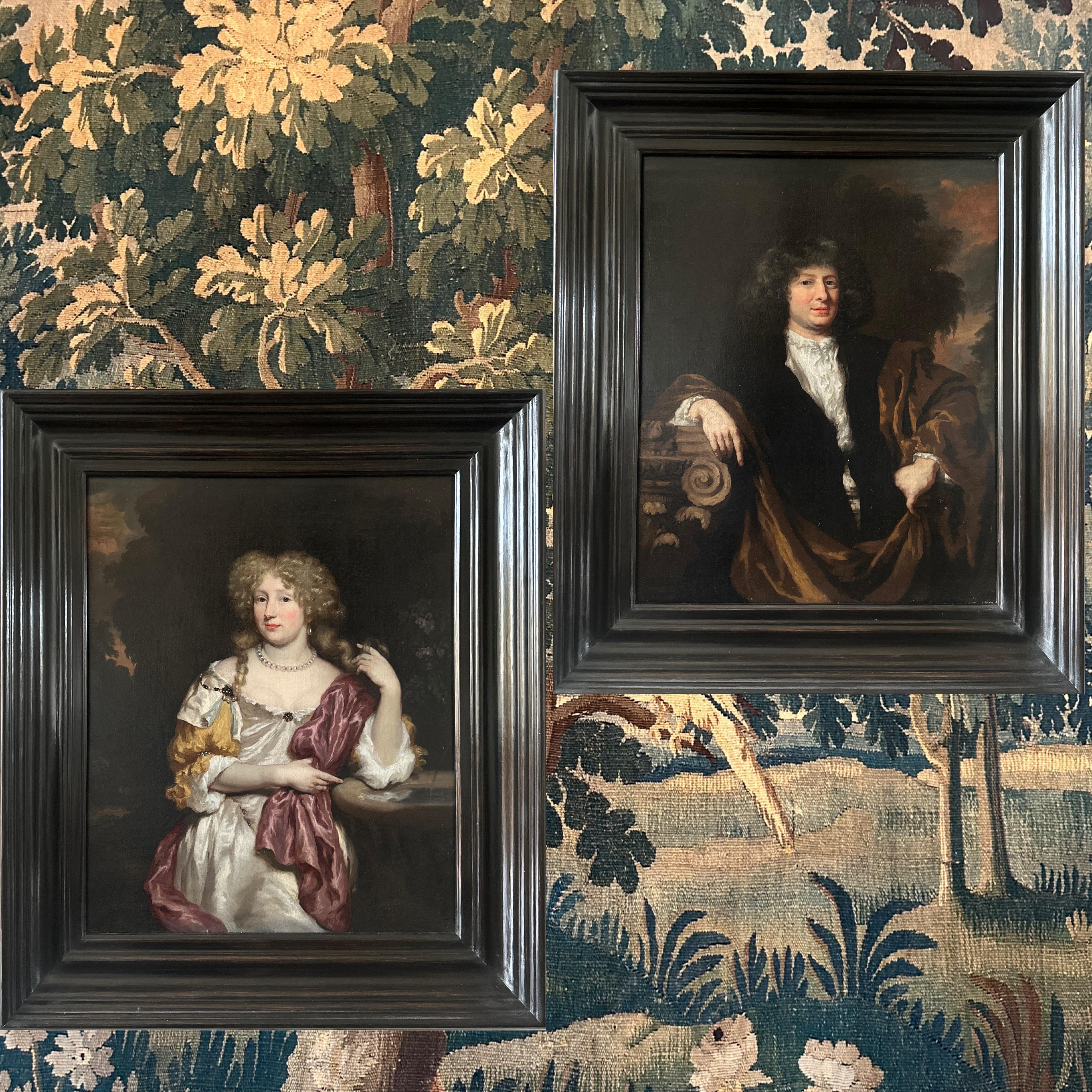 A pair of Dutch 17th century old master portraits of a husband and wife For Sale 4