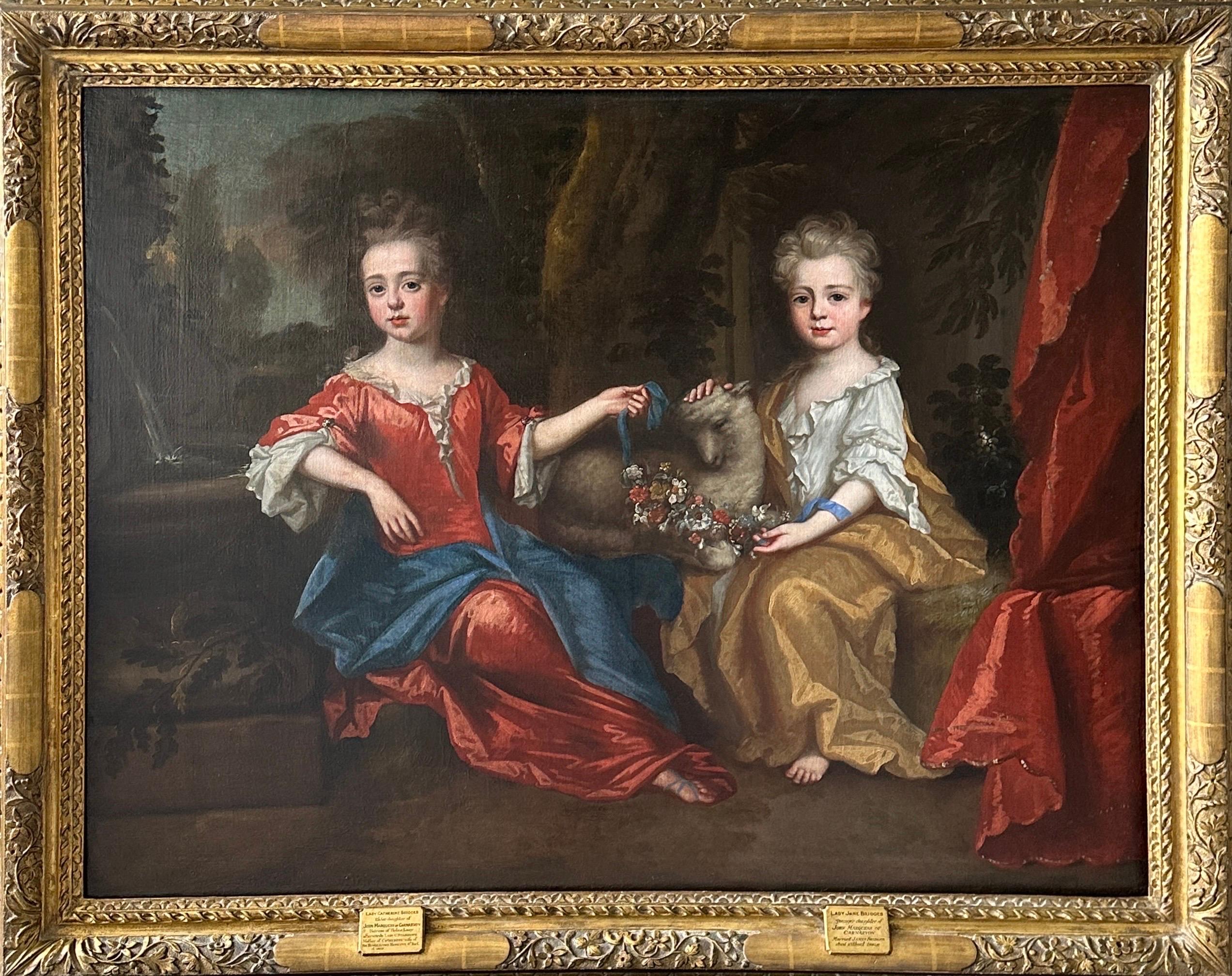 James Maubert Portrait Painting -  18th century portrait of sisters Lady Catherine and lady Jane Brydges