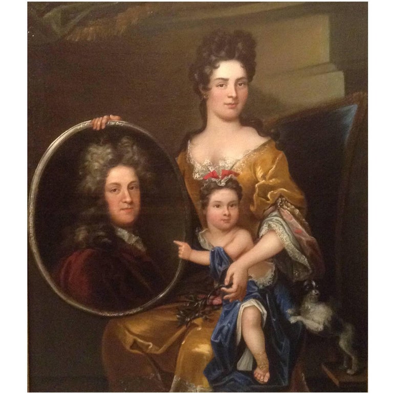 Nicolas De Largilliere Animal Painting - Late 17th century French Portrait of a Family Group