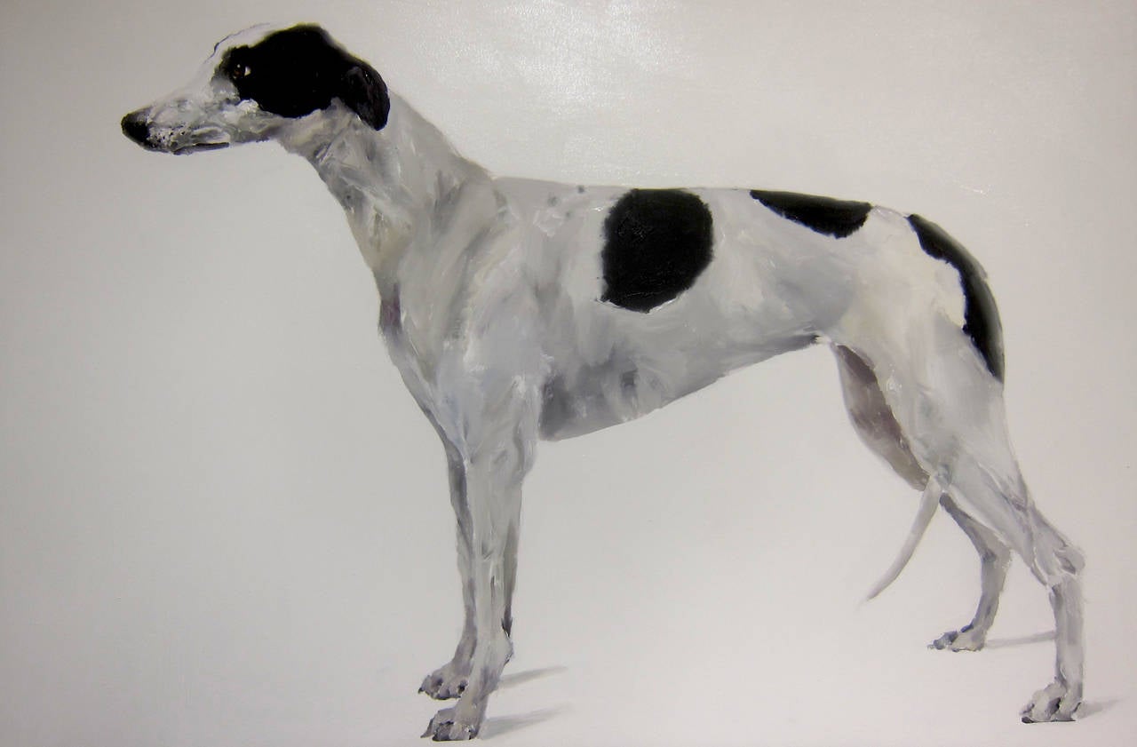 Santiago Ydañez Animal Painting - Untitled (large greyhound)