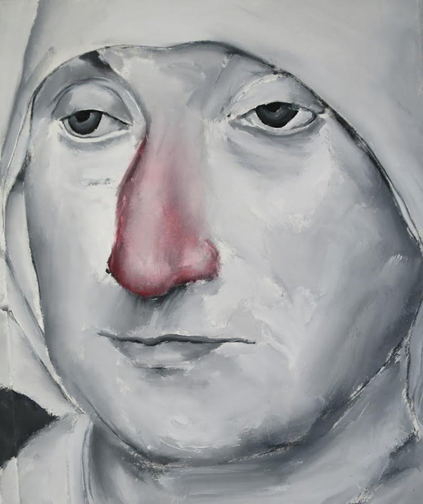 Santiago Ydañez Portrait Painting - Untitled (old woman red nose)