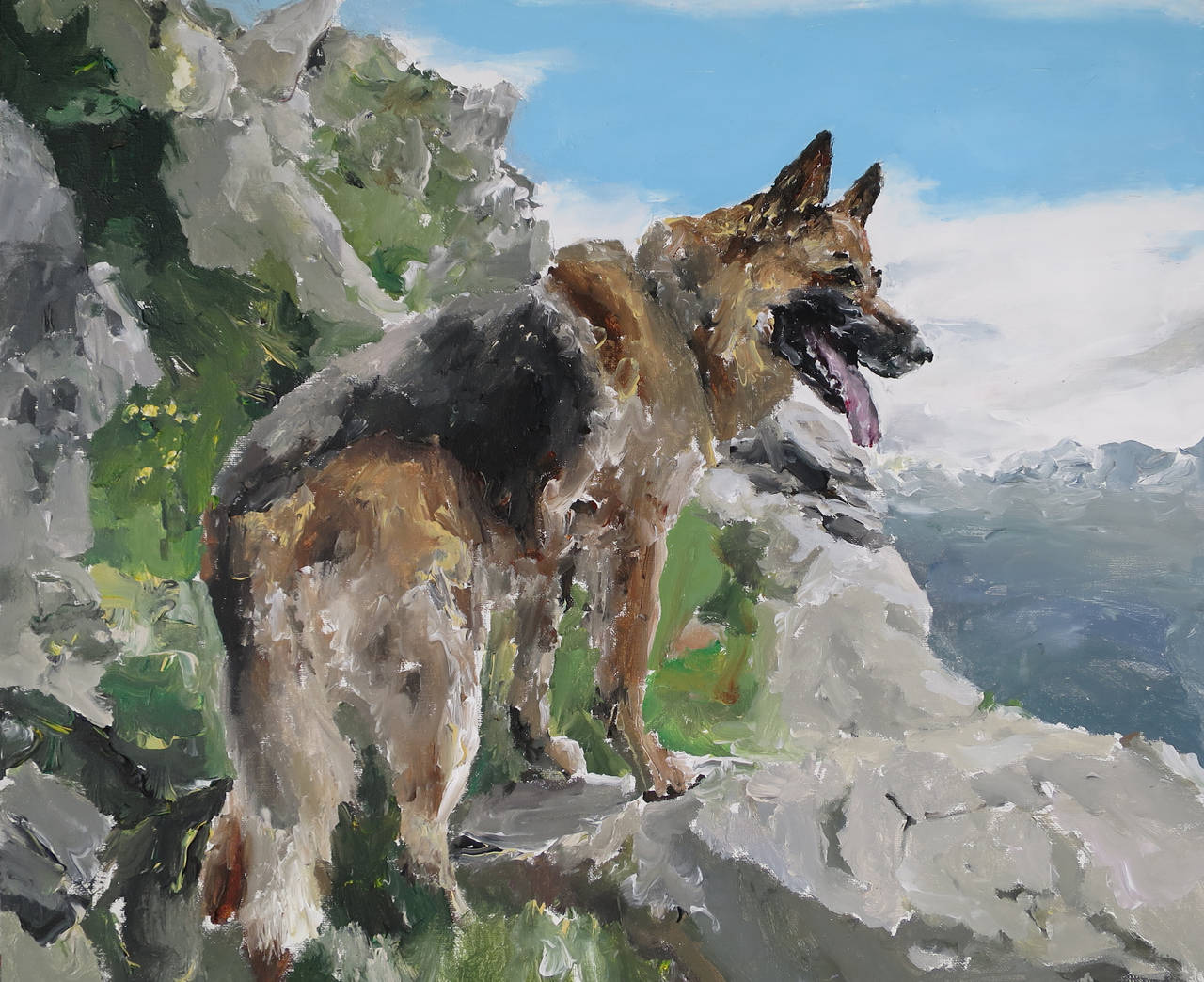 Santiago Ydañez Portrait Painting - Untitled (German Shepherd)