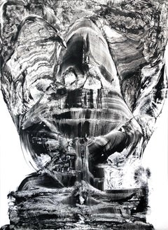 Large black and white graphite work on paper PRAYER 2017 60x80 by Zayichenko